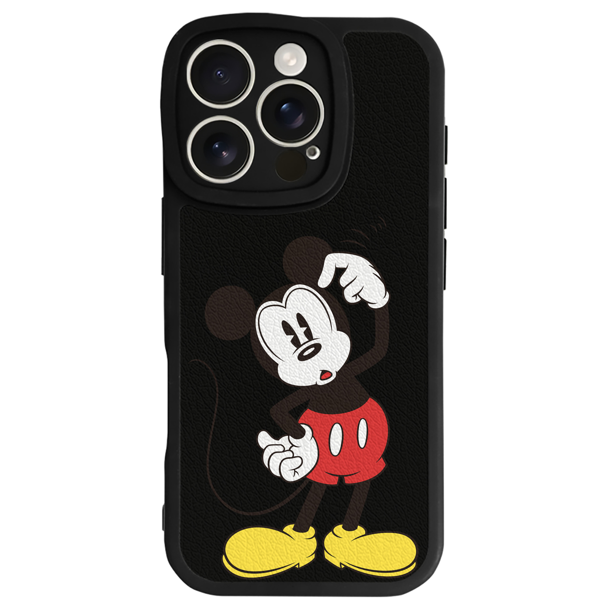 （画像用） ミッキーマウス Mickey Mouse 【iPhone 16シリーズ対応】シリコンスマホケース（レザー調） 材質：シリコン